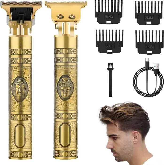 Tondeuse Cheveux Hommes étanche Rasoir électrique pour cheveux Rechargeable Tondeuse Barbe Homme avec 4 peignes limites