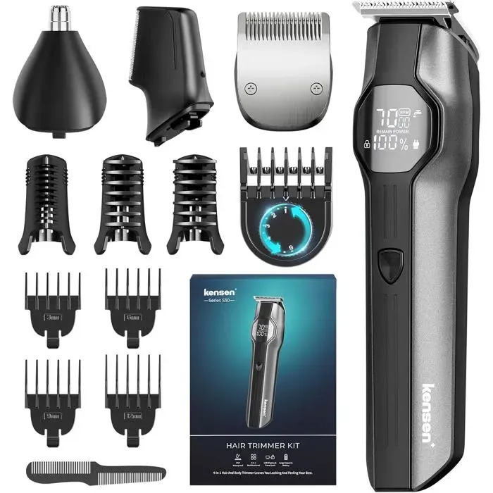 Tondeuse Cheveux Hommes Professionnel 210 Mins dAutonomie Tondeuse à Cheveux Sans Fil Étanche IPX7 Kit Tondeuse Cheveux Étanche
