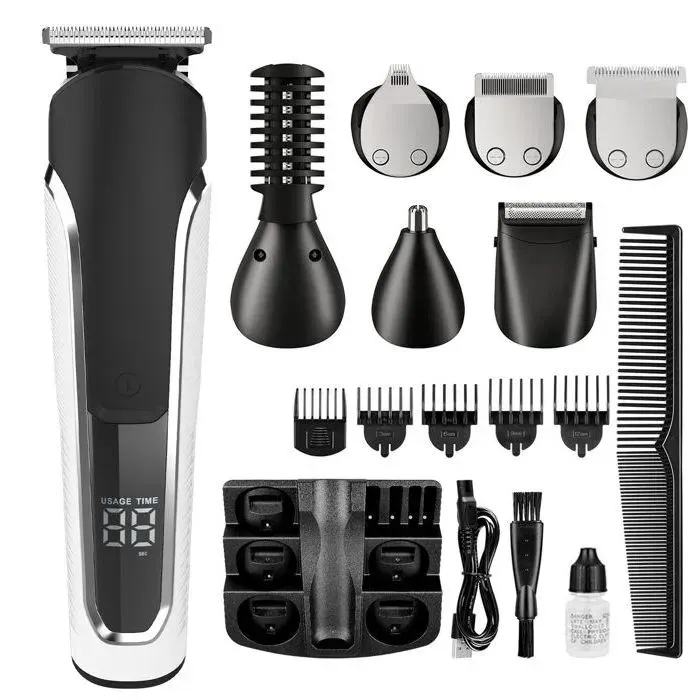 Tondeuse Cheveux Hommes Professionnel Kit Tondeuse Barbe et Cheveux Homme Sans Fil Coupe de Cheveux Electriques Avec Ecran LED