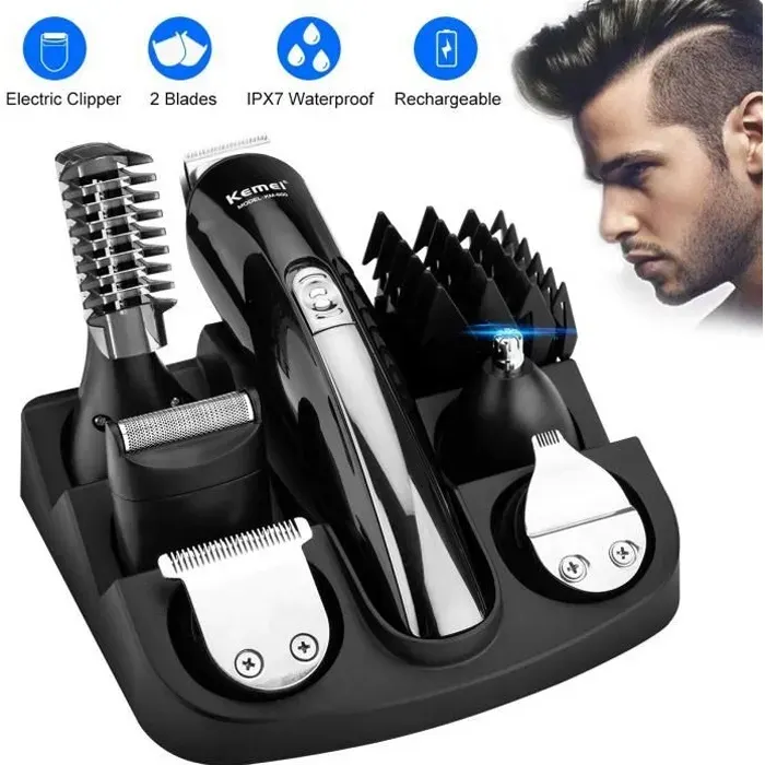 Tondeuse Cheveux Hommes - Professionnel Multifonction - 6 en 1 - Rechargeable et sans fil - Noir