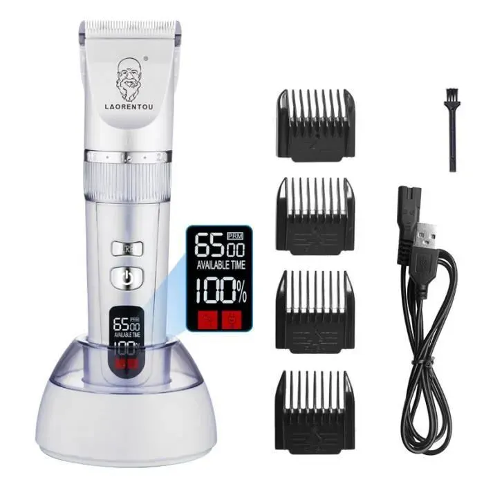 Tondeuse Cheveux Hommes Rechargeable avec Ecran LED Tondeuse multi-usages pour Hommes Enfants Famille-blanc