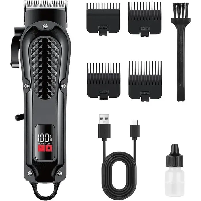 Tondeuse Cheveux Hommes Tondeuse À Cheveux Sans Fil Tondeuse Electriques Hommes 7200 Rpm Écran Led Tondeuse Rechargeable 1500M