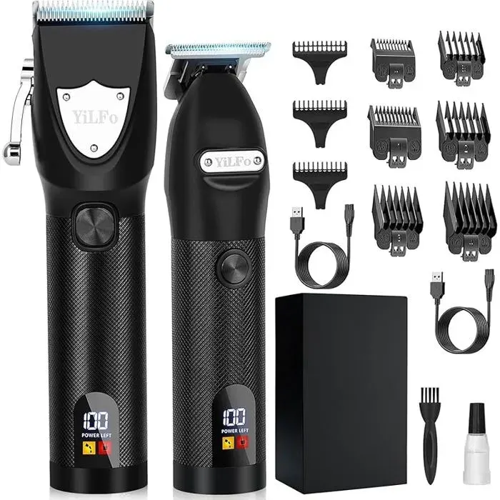 Tondeuse Cheveux Hommes Tondeuse Barbe Homme avec USB Cable asoir Electriques Affichage LED Kit 2-en-1Tondeuse Noi TONDEUSE A BARBE