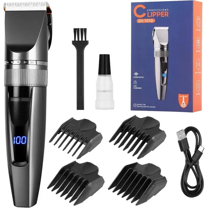Tondeuse Cheveux Hommes Tondeuse Barbe Homme Professionel Avec Écran Led Rasoir Électrique Sans Fil Tondeuses Precision Rechargea
