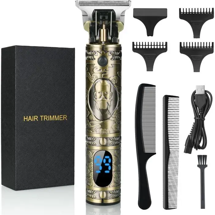 Tondeuse Cheveux Hommes Tondeuse Barbe Professionnel Finition Sans Fil Tondeuse À Cheveux T-Blade Rasoir Homme Avec Écran Led Rec
