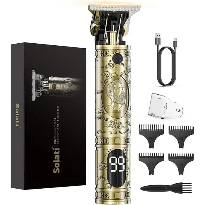 Tondeuse cheveux hommes tondeuse barbe t zéro écart avec écran LED rasoir professionnel or RASOIR ELECTRIQUE