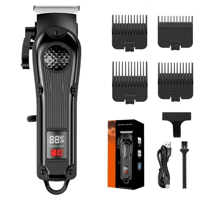 Tondeuse Cheveux HommesTondeuse à cheveux Sans FilTondeuse Electriques Hommes 7200 RPMécran LEDAvec 4 Peignes de GuidageB
