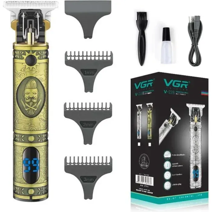 Tondeuse Cheveux HommesTondeuse Barbe Electriques avec Rasoir à Barbe Professionnelle avec Ecran Led VGR V-228