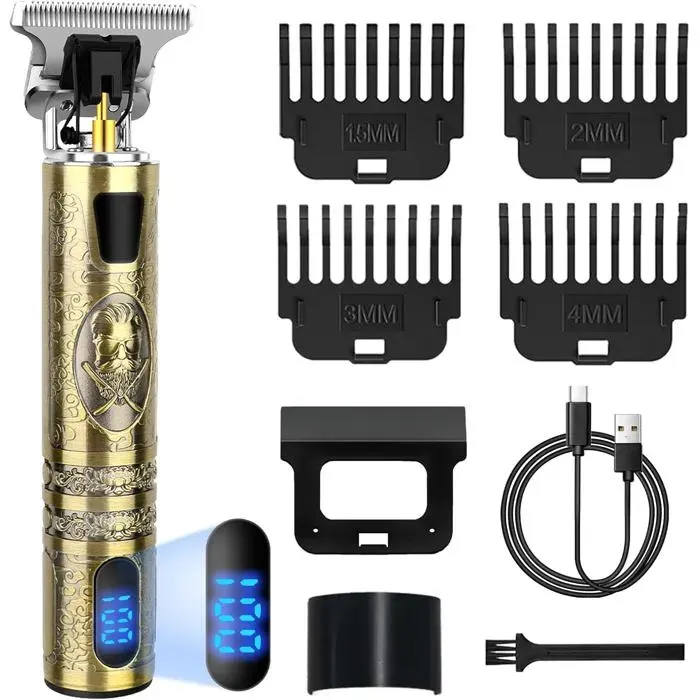 Tondeuse Cheveux HommesTondeuse Barbe HommeRasoir Electriques Avec Afficheur LEDT-blade Tondeuse Finition pour Couleur:Bronze