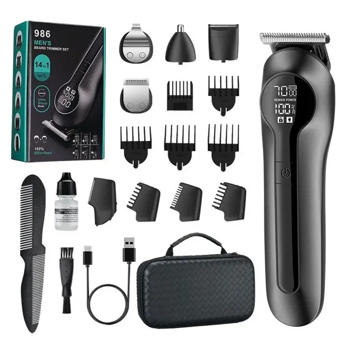 Tondeuse cheveux multifonction 6 en 1 Sans Fil Rechargeable USB - Rasoir hommes LED - Tondeuse à nez - Tondeuse multi