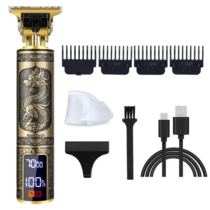 Tondeuse cheveux pour hommes - Kern Tech - 1200mAh équipée Style rétro 4hauteurs de coupe rechargeable tondeuse barbe avec ecran LED
