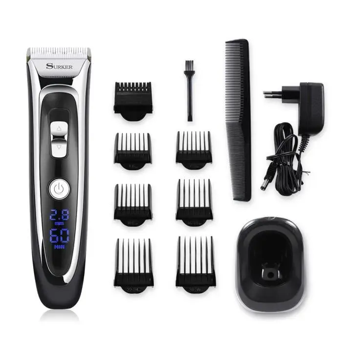 Tondeuse Cheveux Professionnelle - Ecran LCD - Electrique Sans Fil - 7 Sabots pour Enfants Adultes