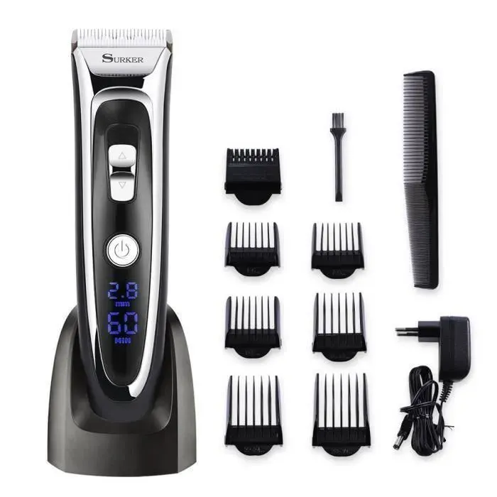Tondeuse Cheveux Professionnelle MOONMINI - Sans Fil Rechargeable - Ecran LCD - 7 Peignes de Guidage Inclus