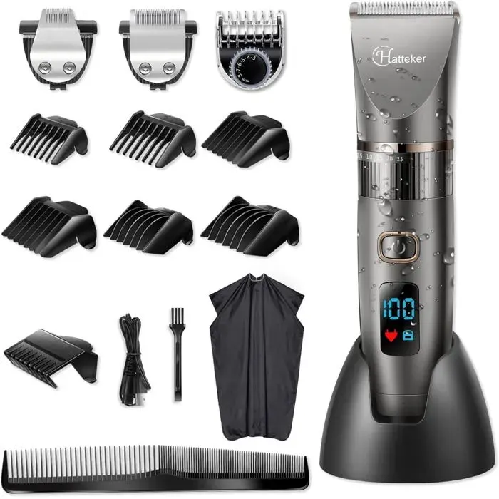 Tondeuse Cheveux Professionnelle Sans Fil Barbe Hommes Rasoir Corps Tondeuse de Précision Imperméable 3 en 1