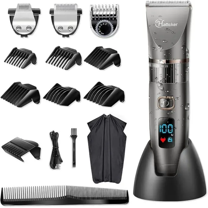 Tondeuse Cheveux Professionnelle Sans Fil Barbe Hommes Rasoir Corps Tondeuse de Précision Imperméable 3 en 1