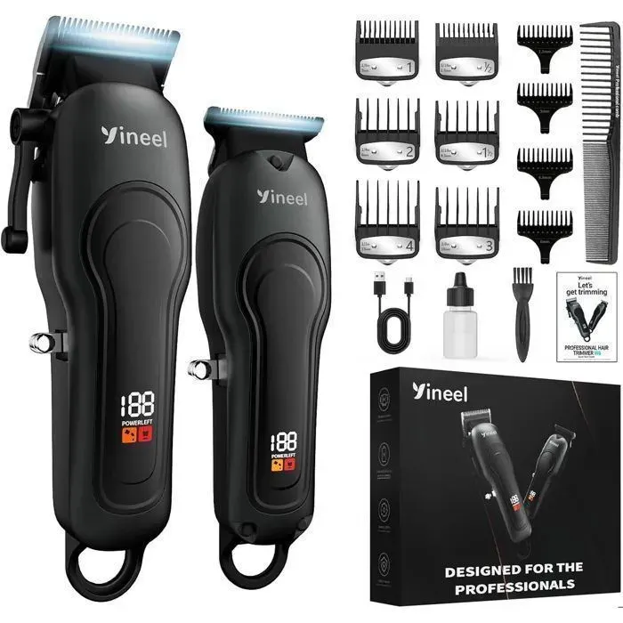 Tondeuse Cheveux Professionnelle Yineel W6 Ecran LED Sans Fil Rechargeable avec 10 SabotsLe cadeau idéal pour la fête des pères