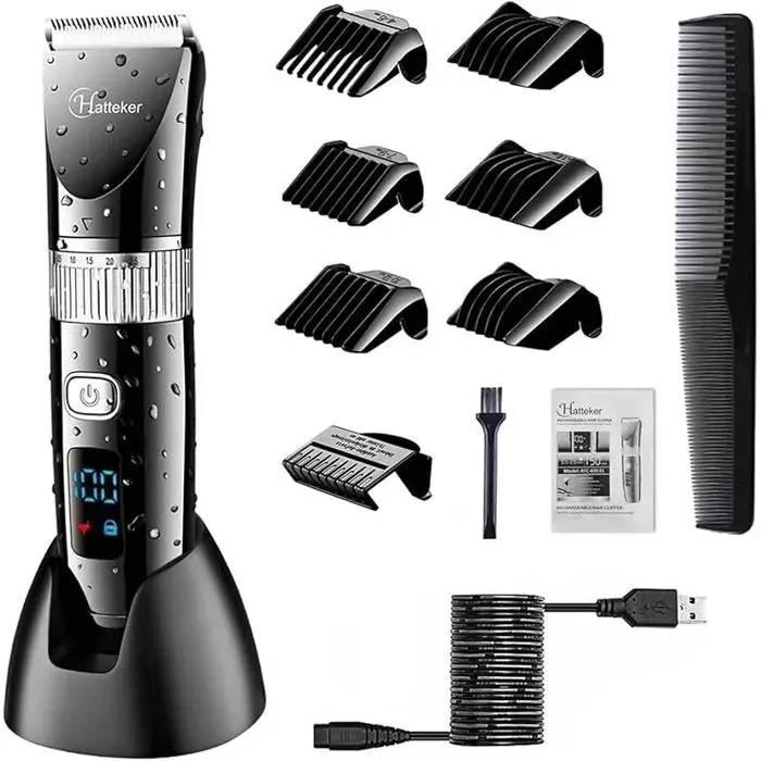 Tondeuse Cheveux Tondeuse Barbe Professionnelle Electrique avec Ecran LCD Sans Fil USB echargeable Imperméable TONDEUSE A BARBE