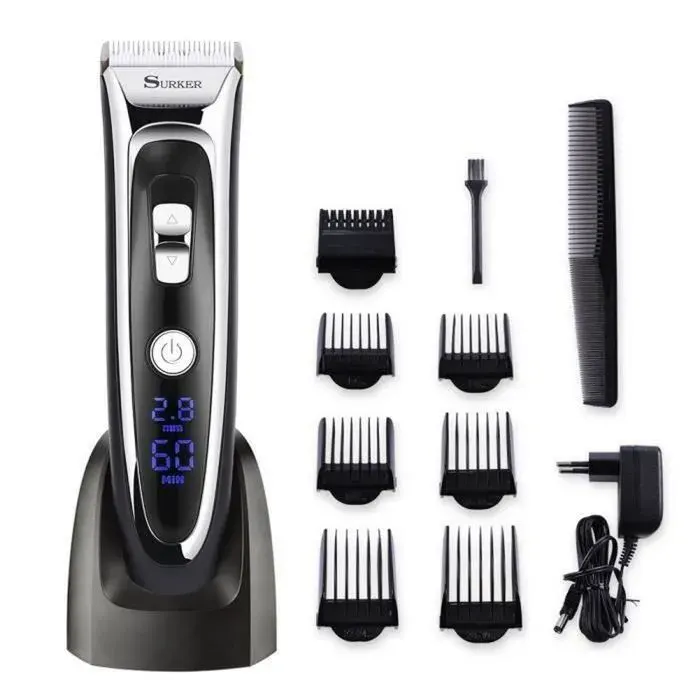 TONDEUSE CHEVEUX Tondeuse Cheveux Professionnelle BUUDRR - Sans Fil Rechargeable - Ecran LCD - 7 Peignes de Guidage Inclus