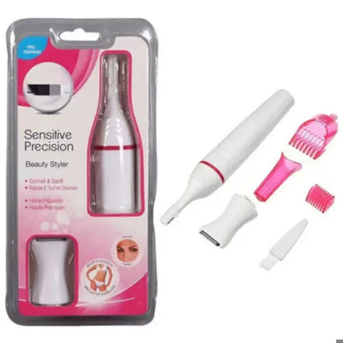 Tondeuse électrique 4 en 1 – Précision sans douleur – Pour visage et zones sensibles – Blanc et rose