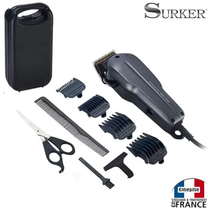 Tondeuse électrique fil filaire prise secteur pour cheveux barbe avec 4 sabots + coffret