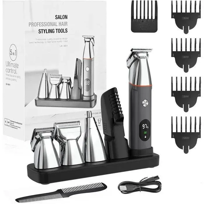Tondeuse Électrique Homme Multifonction 3 en 1 : Rasoir Étanche + Tondeuse à Cheveux + Tondeuse à Nez RASOIR ELECTRIQUE