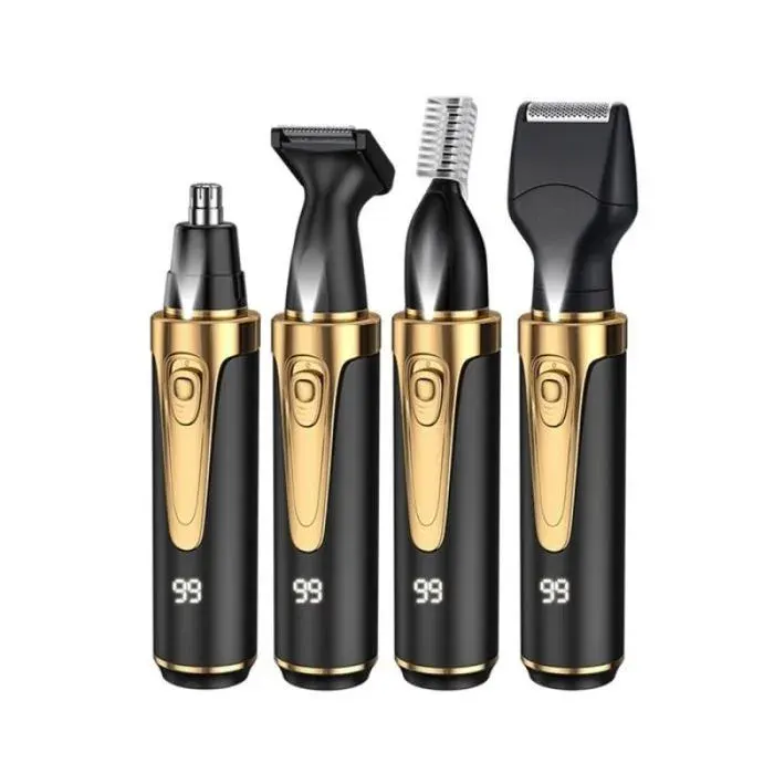 Tondeuse Électrique Multifonctionnelle 4-en-1 pour Hommes - Soin du Nez Barbe et Sourcils - Rechargeable USB