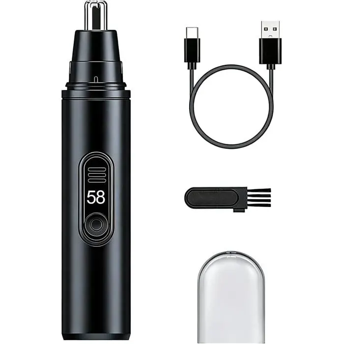 Tondeuse Nez Et Oreilles Usb Rechargeable Avec Écran Lcd Étanchéité Ipx7 Rasoir Haute Précision Pour Hommes Et Femmes Ultra-Sil