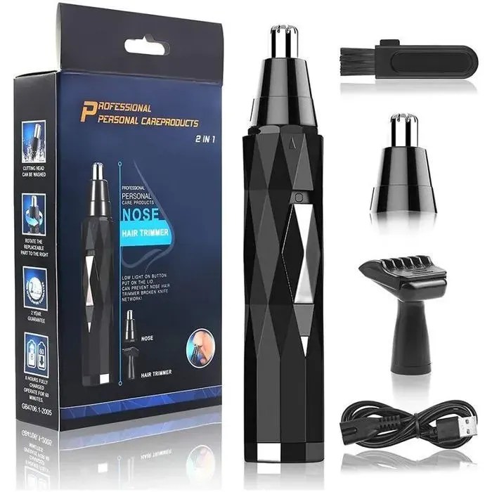 Tondeuse Nez Oreilles 3-en-1 Rechargeable USB - Rasoir Sourcils Visage Homme Femme