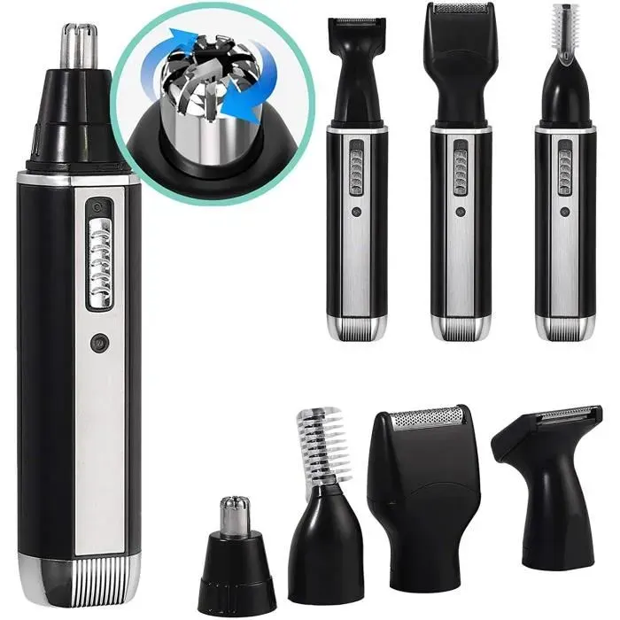 Tondeuse Nez Oreilles 4 en 1 USB Rechargeable Tondeuse Electrique Tondeuse Barbe Tondeuse Sourcils Poils du Visage Rasoir