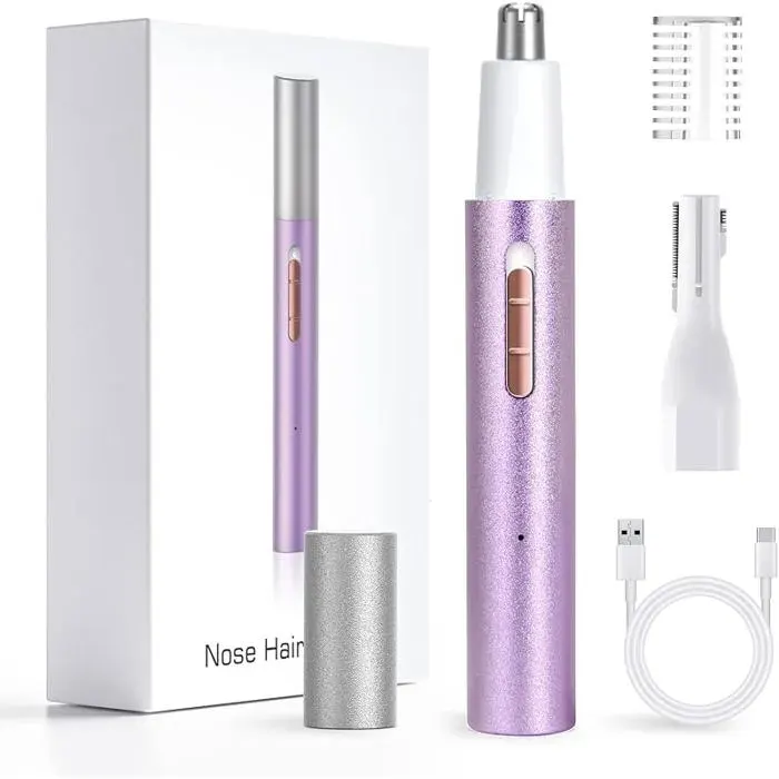 Tondeuse Nez Oreilles FemmeRechargeable 2en1Professionnelle Indolore Pour Sourcils et Poils Du Visage Avec Mote RASOIR ELECTRIQUE