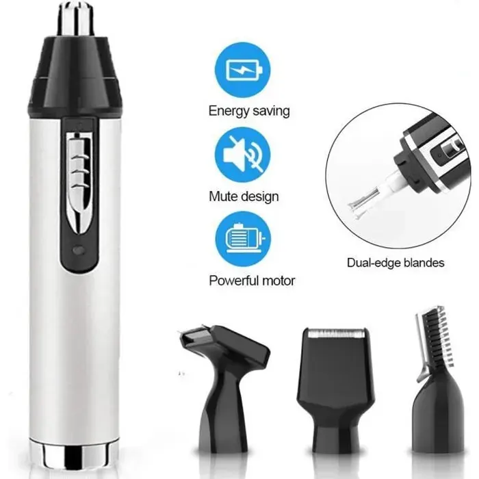 Tondeuse Nez Oreilles Tondeuse Barbe Tondeuse Sourcils 4 en 1 Poils du Visage Rasoir Electrique Hommes USB Rechargeable Imperméable