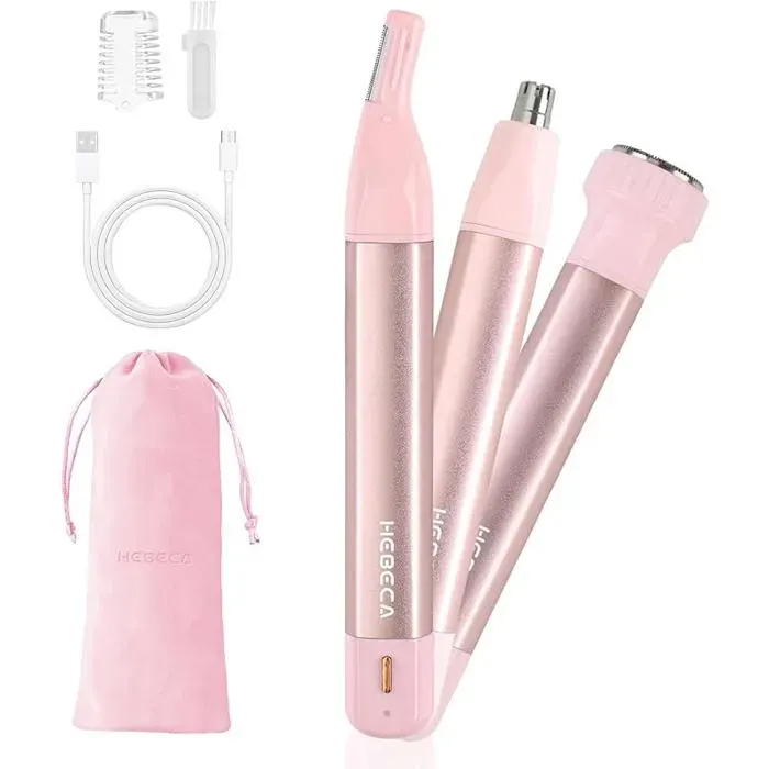 Tondeuse Poil de Nez Femme 3In1 Rasoir Nez Oreilles Sourcil Epiteur Nez Femme Rechargeable Etanche Portable Rose RASOIR ELECTRIQUE