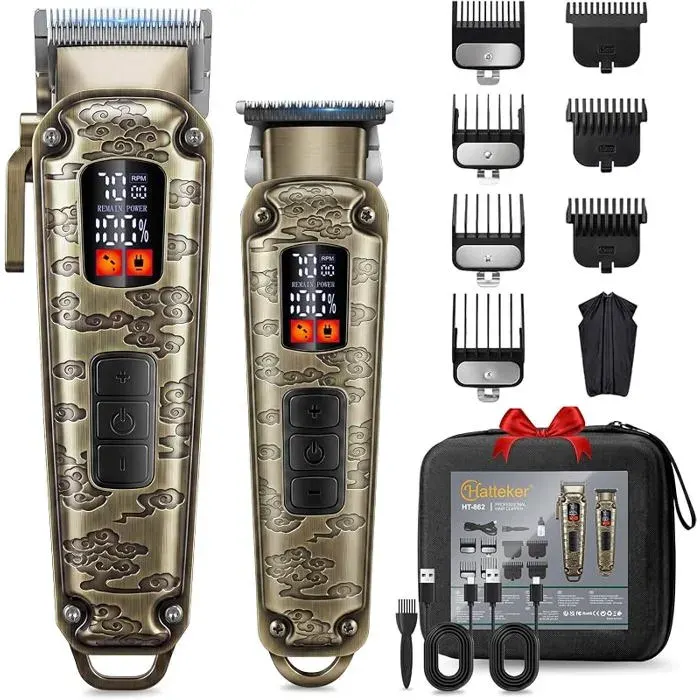 Tondeuse pour homme Tondeuse à cheveux Rasoir en T Set Tondeuse de précision pour hommeTondeuse à barbecoffret Bronze