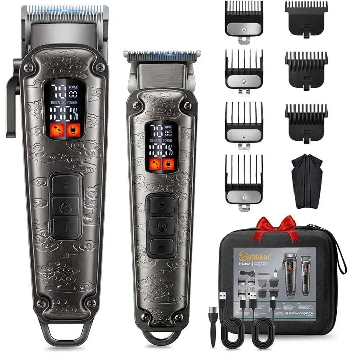 Tondeuse pour homme Tondeuse à cheveux Rasoir en T Set Tondeuse de précision pour hommeTondeuse à barbecoffret Gris