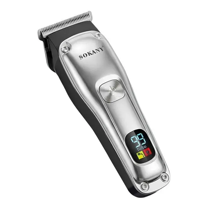 Tondeuse Sans Fil pour Cheveux / Barbe avec Écran LED Finitions Précis Sokany Noir / Argent