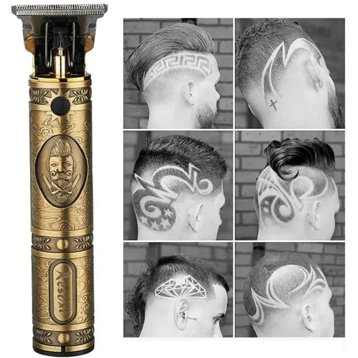 Tondeuses à tête chauve Kit de toilettage électrique Pro Li Outliner Tondeuse à cheveux sans fil T-Blade-Avec huile de graissage
