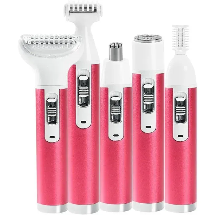 Tondeuses pour femmes 5 en 1 rasoir sans fil rechargeable par USB épilation indolore du visage du corps du nez des sourcils