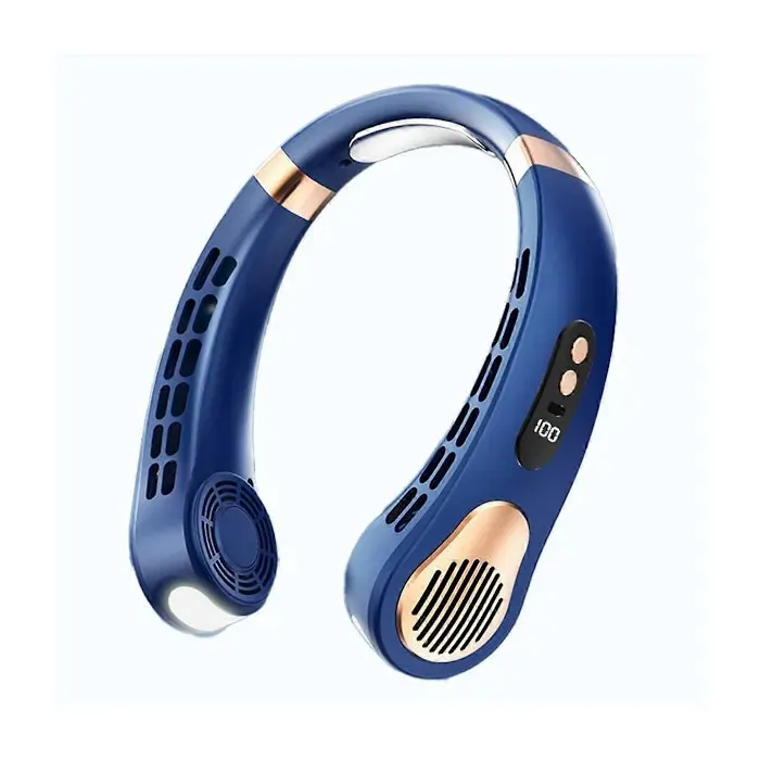 ®TONLRGY Mini ventilateur de cou portable sans pales rechargeable par USB bleu
