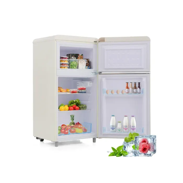 ®TONLRGY Réfrigérateur rétro double porte capacité 72 L éclairage LED blanc. [Classe énergétique E]