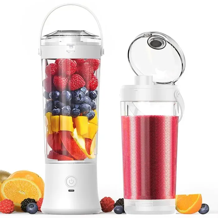 TOPESCT Blender Portable 500mlMixeur Portable shakes et smoothies et 6 lames ultra tranchantes avec USB-C rechargeable - Blanc