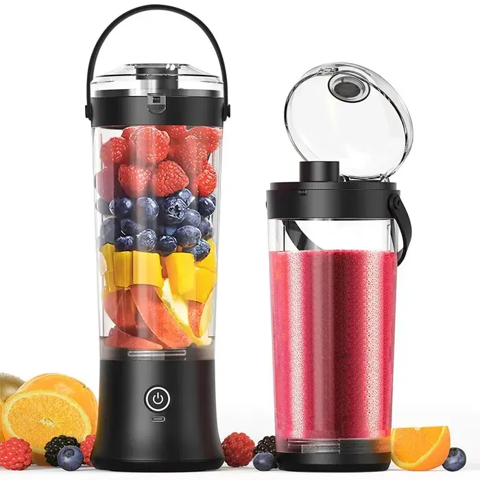 TOPESCT Mixeur portable pour shakes et smoothiesmini mixeur personnel 500 mlrechargeable par USB avec 6 lames ultra -Noir