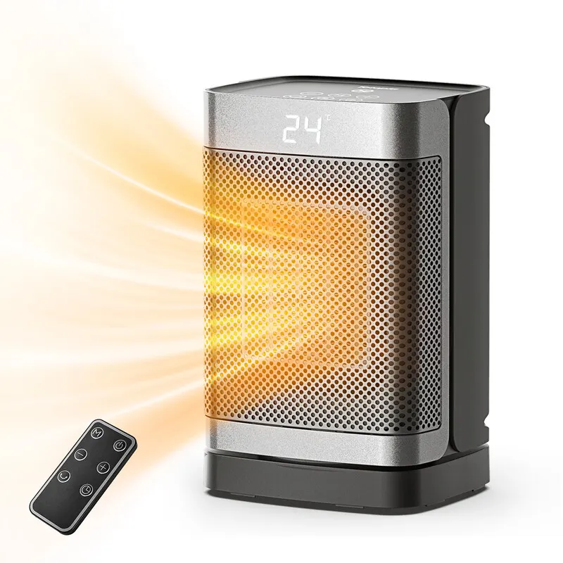 Totopia Chauffage d'Appoint Électrique 1500W - 2 Modes, Minuterie 12h, Télécommande, Sécurité Anti-Basculement pour Chambre et Bureau