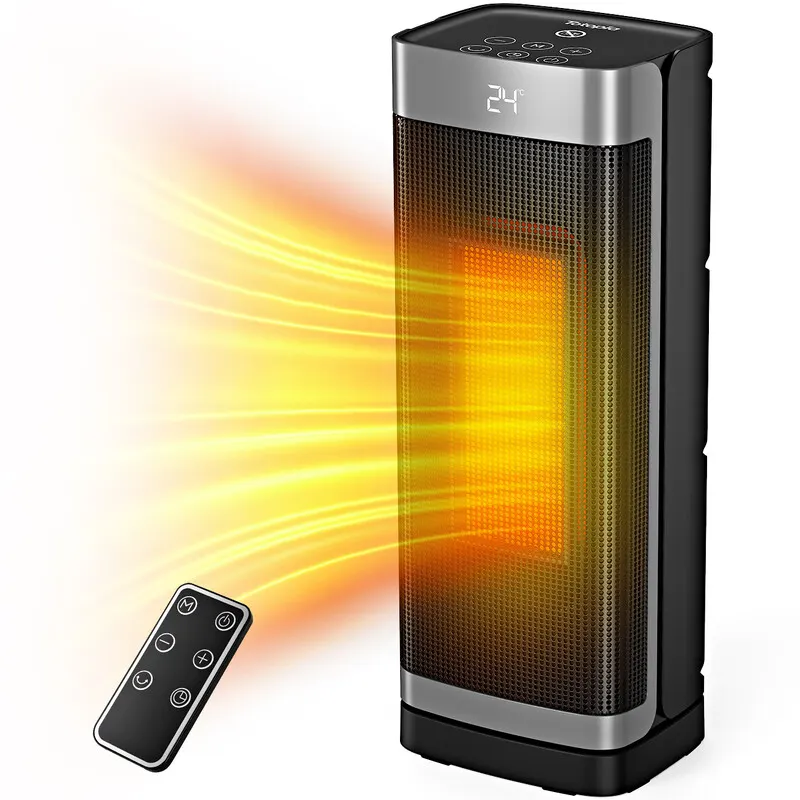 Totopia Chauffage électrique céramique 2000W PTC, Télécommande, 2 modes, Minuterie 12h, Thermostat, Sécurité anti-basculement, LED KPT-2000