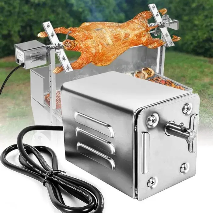 Tourne-broche électrique - PZCC - 15W - Capacité 70 kg - 27 RPM - Utilisation extérieure — coloris Gris