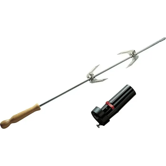 Tourne Broche Electrique Universel Pour Barbecue Au Charbon De Bois 60Cm Argent