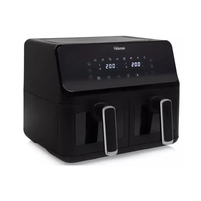 Tristar airfryer numérique FR-9040-2x4 L - 2 kg de frites - 8 programmes ou réglages manuels - Double panier avec hublots