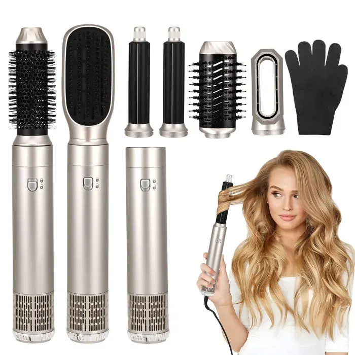 TTLIFE Air Styler 6 en 1 Auto Boucleur a Air 1200W Magic Styler avec Seche Cheveux Brosse Soufflante Brushing Brosse Soufflante