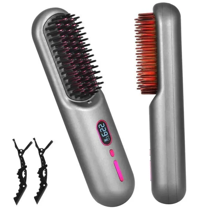 TTLIFE Brosse Lissante Sans Fil Rechargeable — 12 Niveaux Chauffe en 15 min Autonomie 60 min