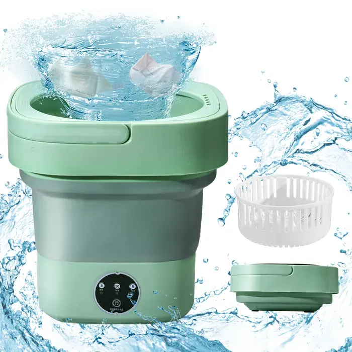 TTLIFE Mini Machine à Laver Portable Pliable 8L Laveuse et Essoreuse pour Chaussettes Sous-vêtements ou Petits Articles — coloris Vert