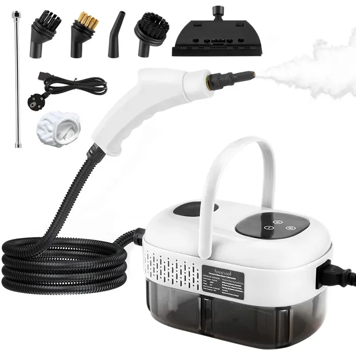TTLIFE Nettoyeur Vapeur Portable 2500W 1100ML Nettoyeur Vapeur Haute Pression avec 3 Têtes de Brosse Nettoyeur Vapeur à Main